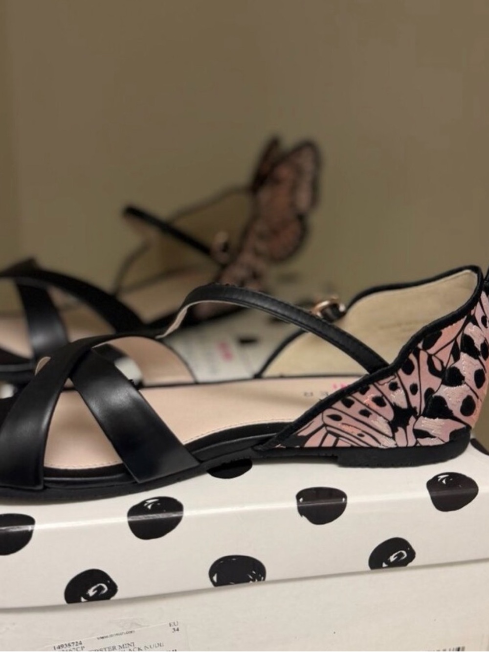 Butterfly Embroidery Sandals in Black & Nude SOPHIA WEBSTER NEW WITH BOX - Picture 5 of 6